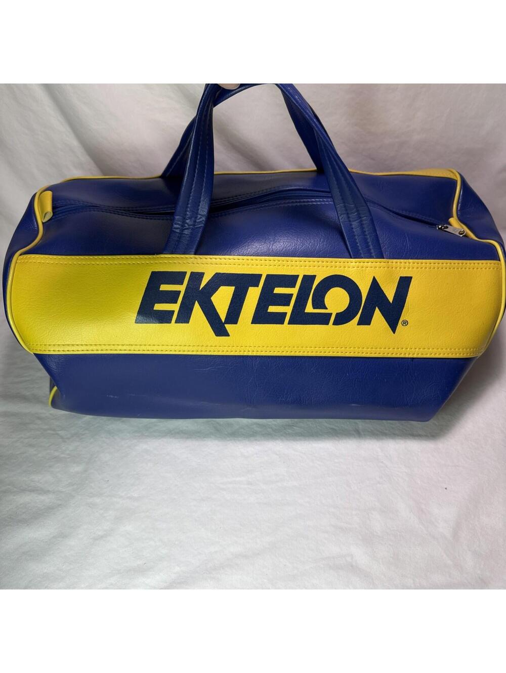 Vintage Ektelon RacquetBall Gym Bag 1970's Duffel Pickleball Blue & Yellow Nice